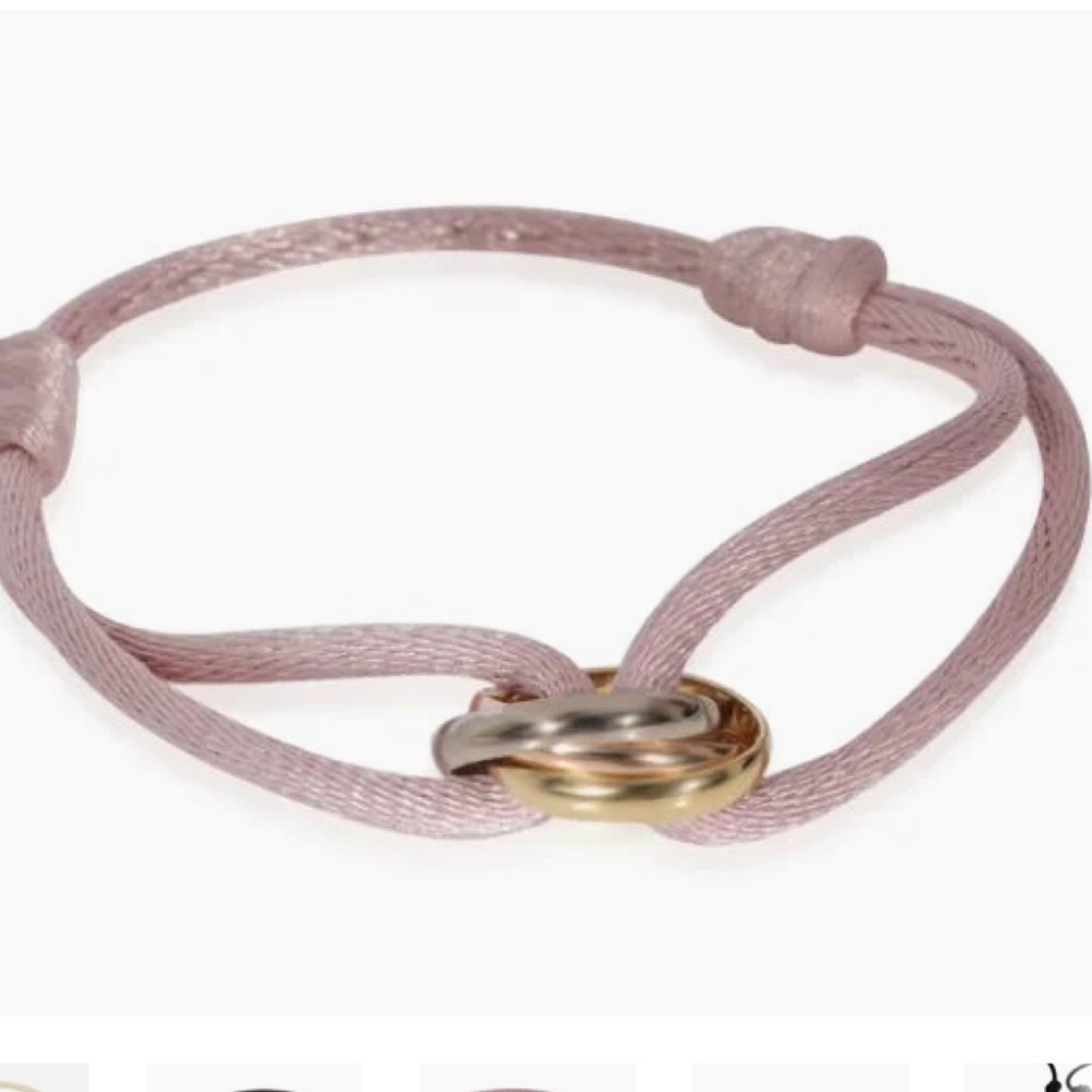 Elegant Pink and tri-gold Knot  silk adjustable Bracelet Timeless gift Handmade.